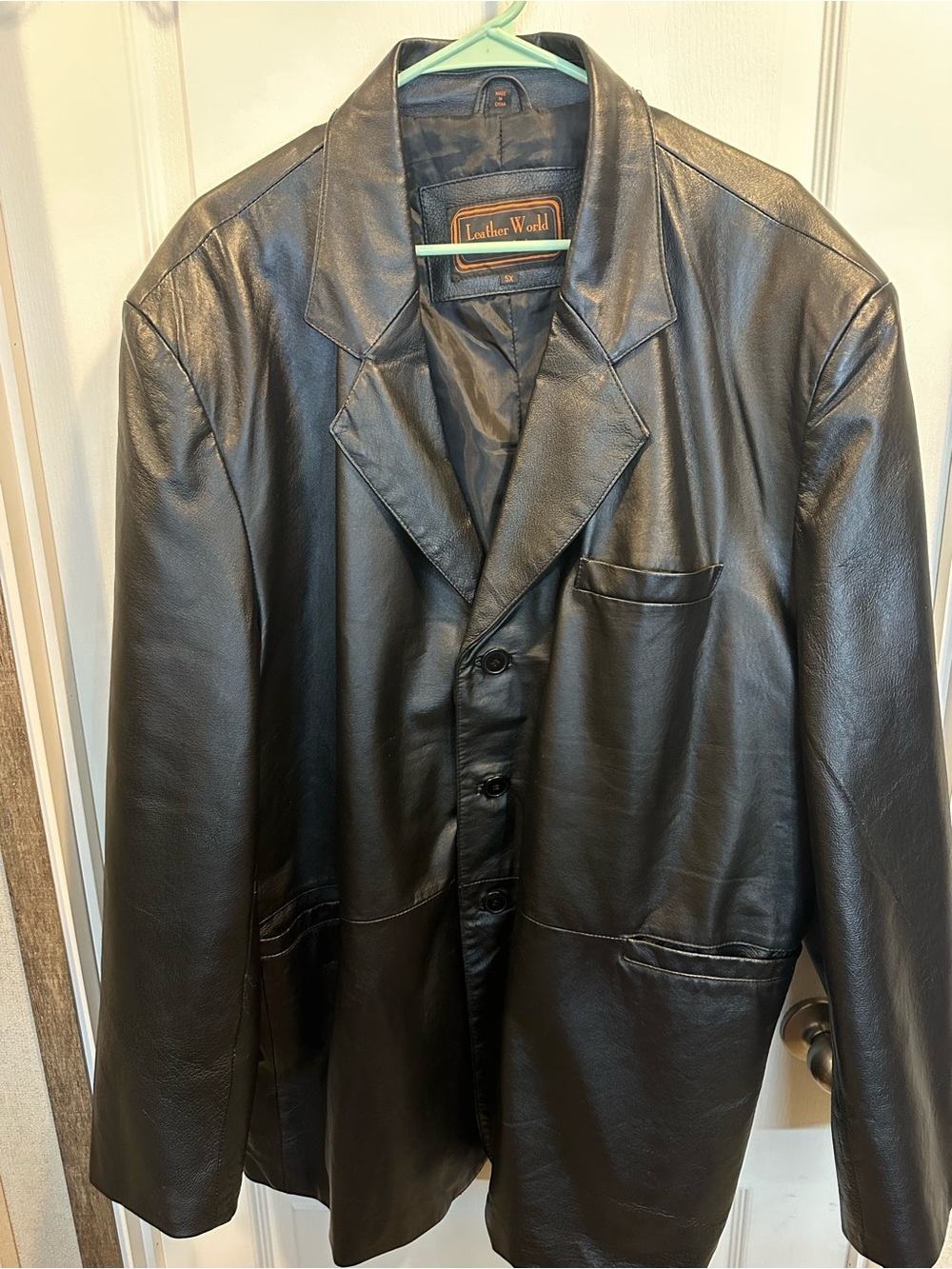 Men's Black Leather Trench Coat